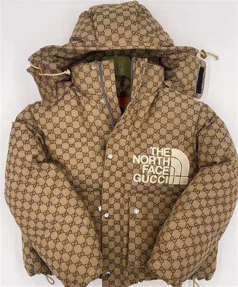 gucci north face monogram puffer|north face Gucci collection prices.